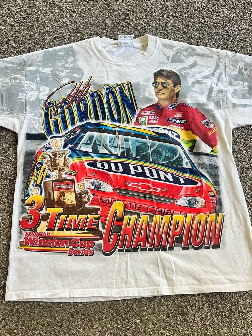 Vintage 1998 Jeff Gordon NASCAR 3 Time Champion T-Shirt Chase Authentics Large